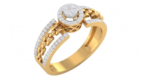 Gold & Diamond Cluster Ring For Women KRC10567