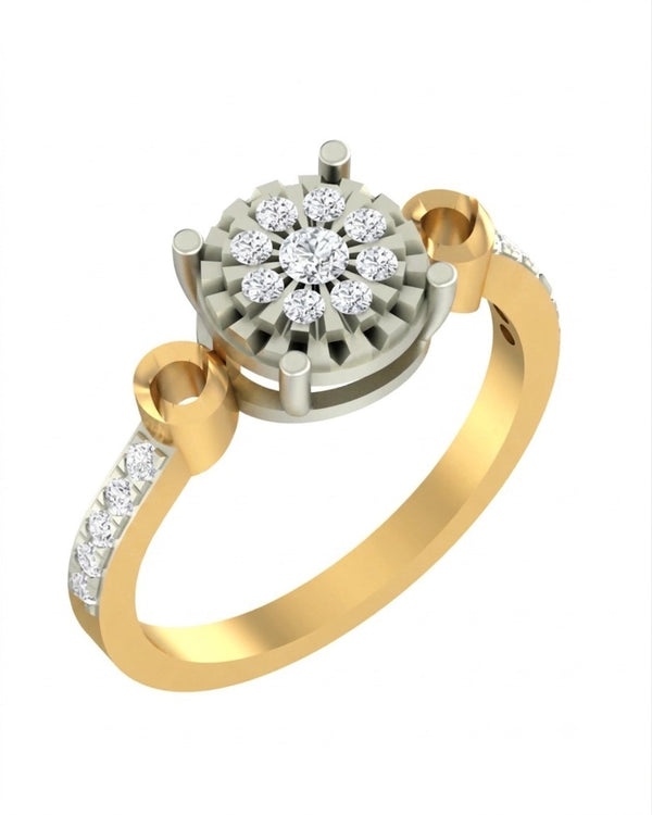 Gold & Diamond Cluster Ring For Women KRC10571