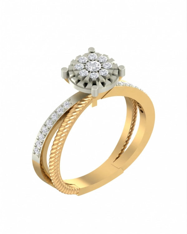 Gold & Diamond Cluster Ring For Women KRC10572