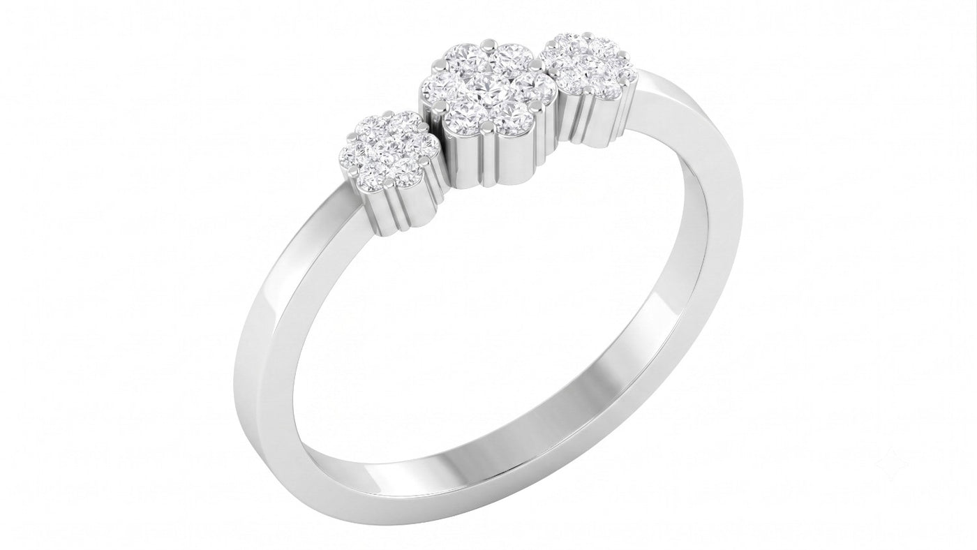 White gold and diamond with floral-shaped cluster on a white background.
