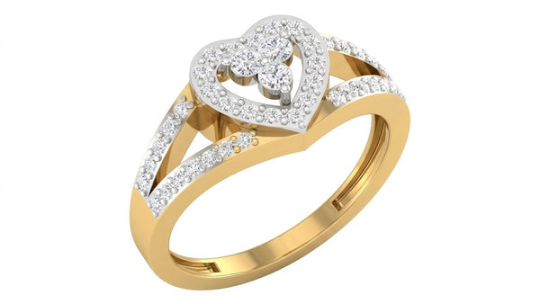 Gold & Diamond Heart-Shaped Ring For Women KRC10578