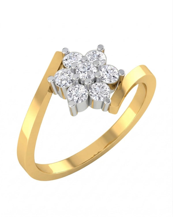 Gold & Diamond Floral Ring For Women KRC10579