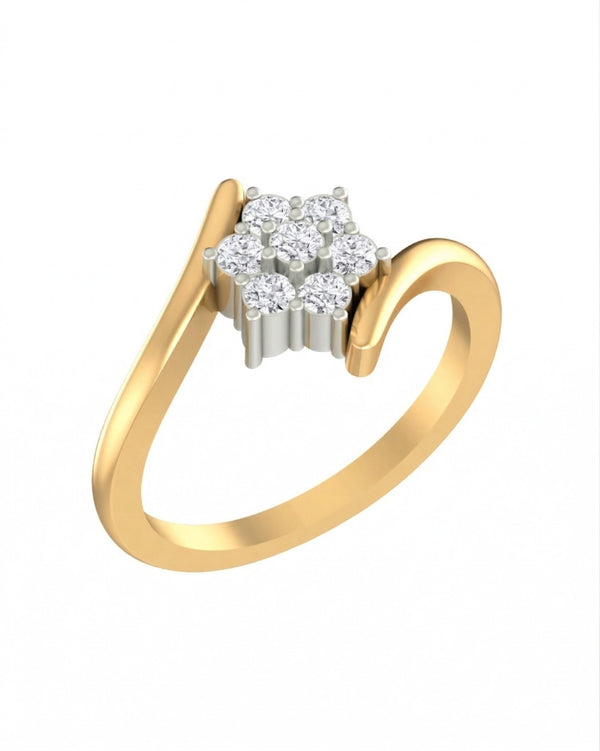 Gold & Diamond Floral Ring For Women KRC10595