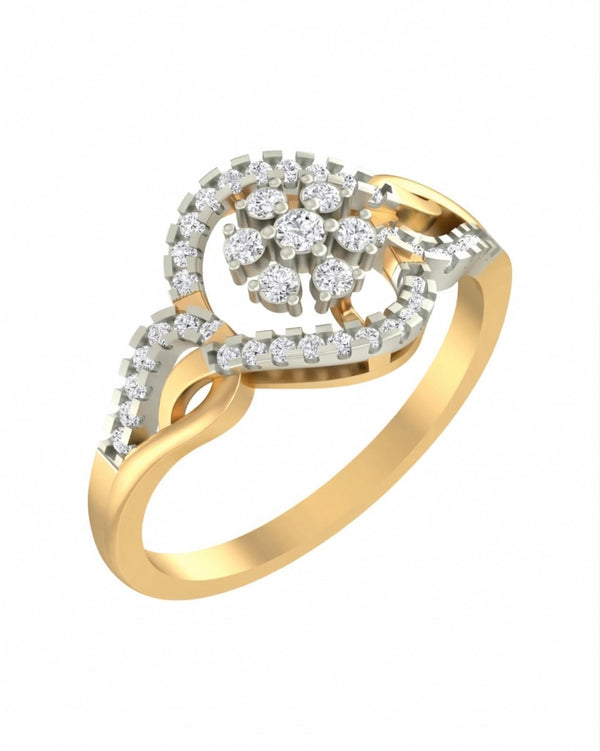 Gold & Diamond Cluster Ring For Women KRC10598