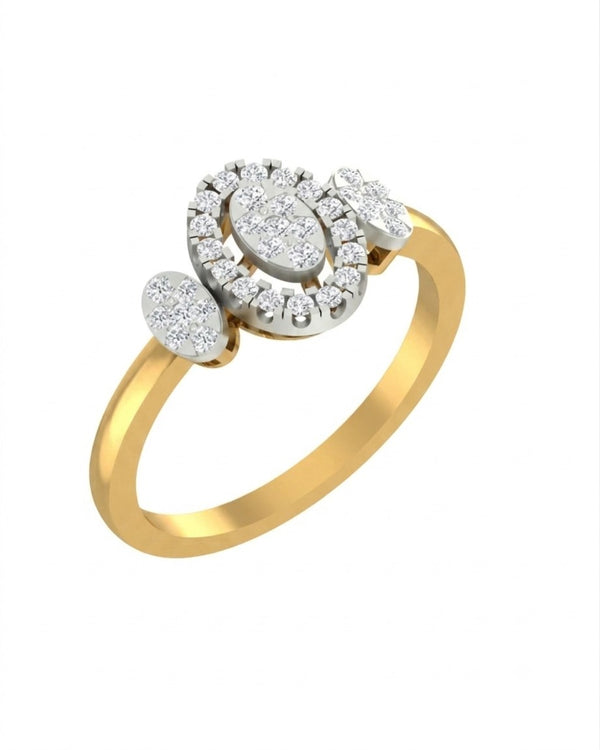 Gold & Diamond Cluster Ring For Women KRC10602