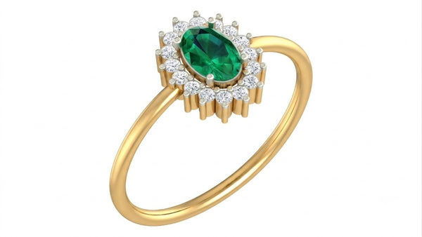 Gold & Diamond Gemstone Ring For Women KRC10608