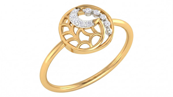 Gold & Diamond Halo Ring For Women KRC10622