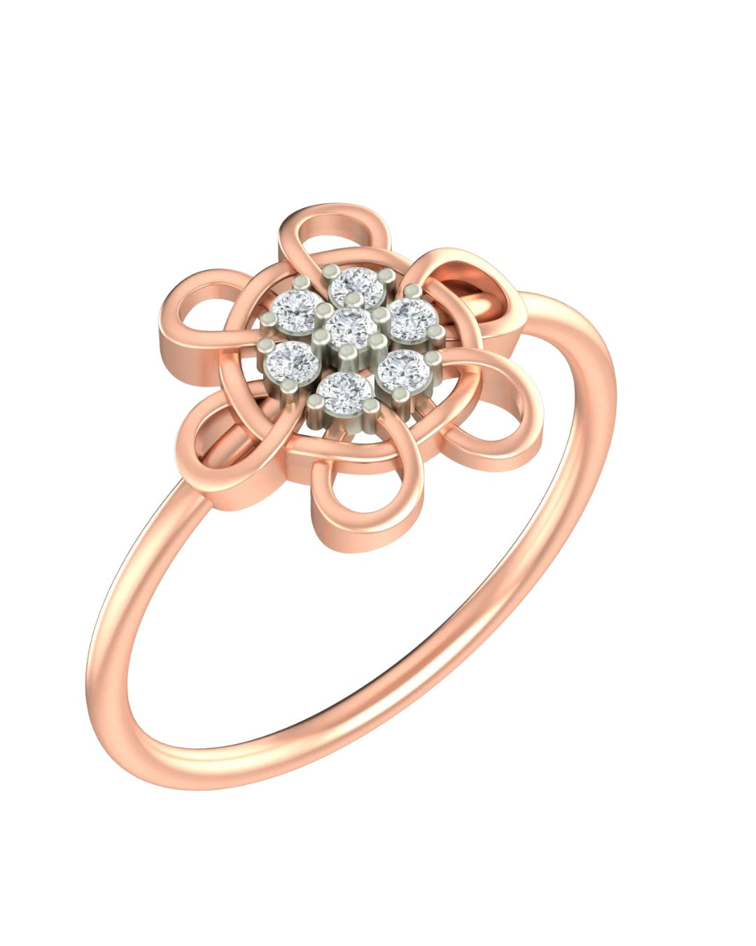 Rose gold and diamond with floral design on a white background.