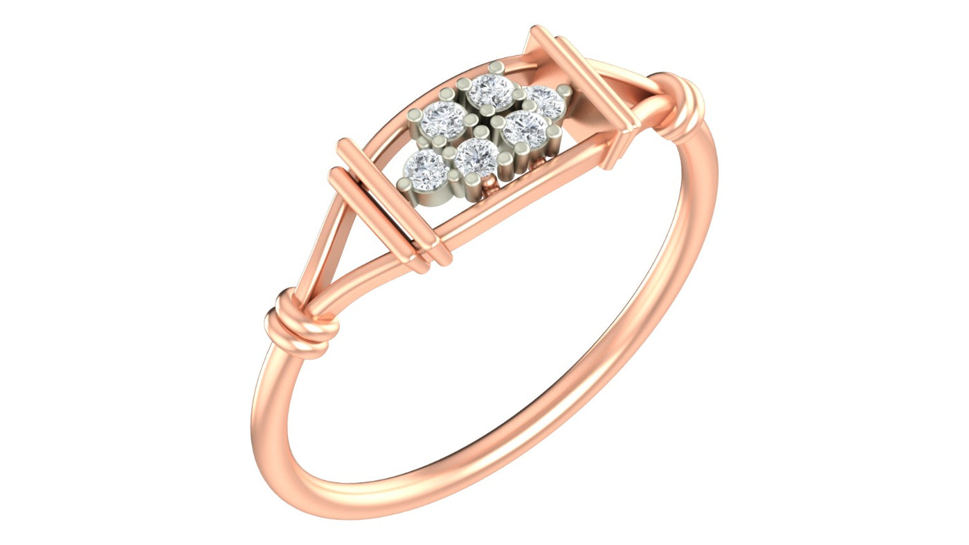 Rose gold and diamond with cluster setting on a white background.