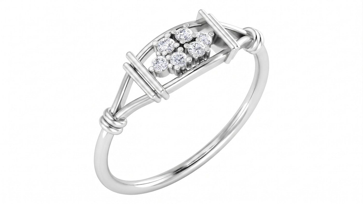 White gold and diamond with cluster setting on a white background.