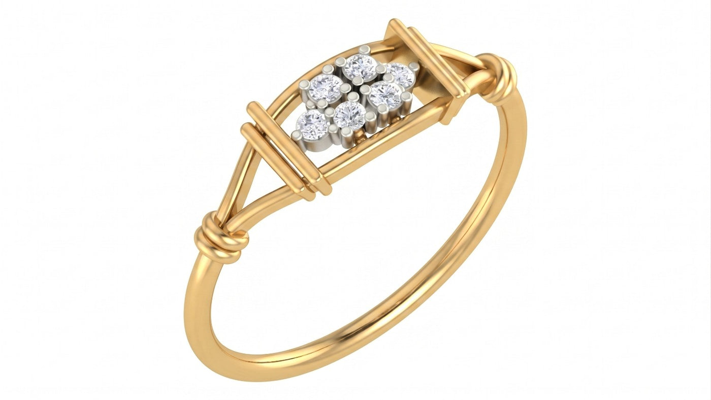 Yellow gold and diamond with cluster setting on a white background.