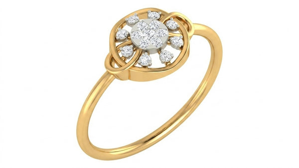 Gold & Diamond Cluster Ring For Women KRC10628