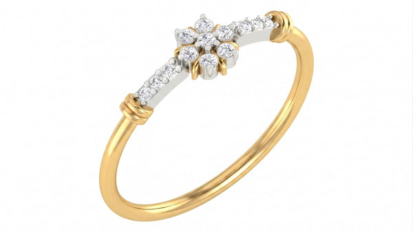 Gold & Diamond Floral Ring For Women KRC10629