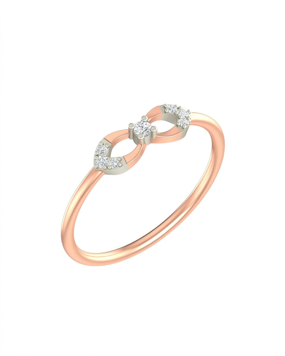 Rose gold and diamond ring with diamonds on a white background