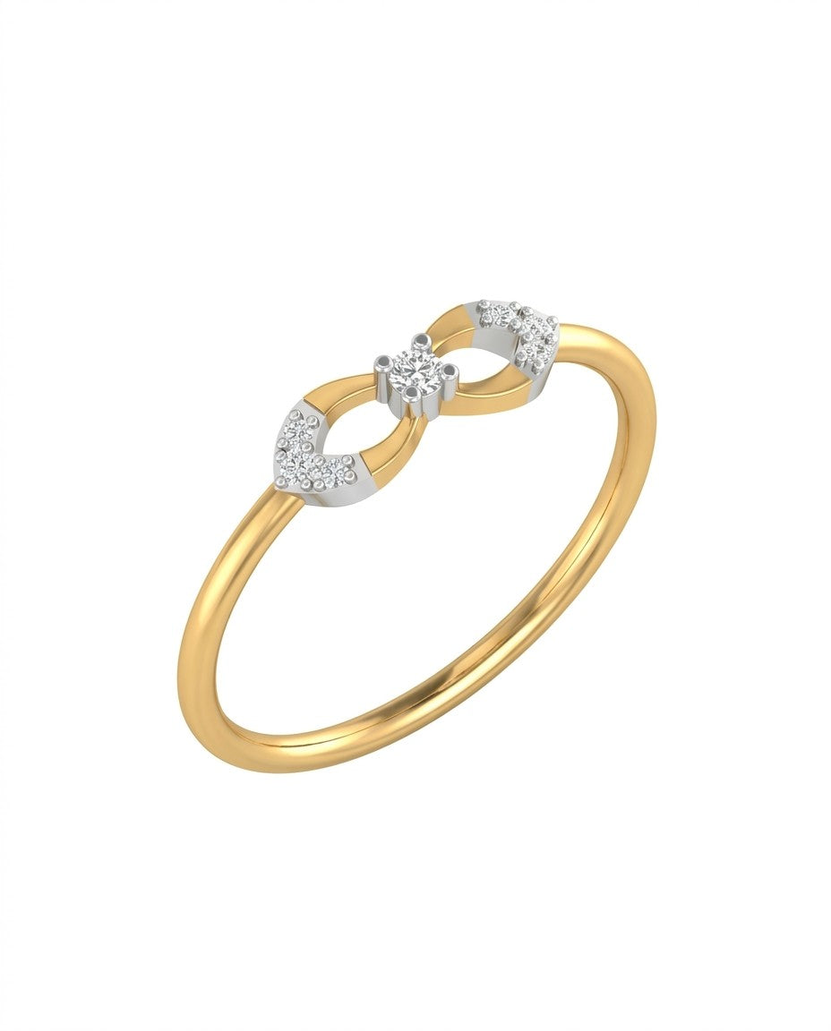 Yellow gold and diamond ring with diamonds on a white background