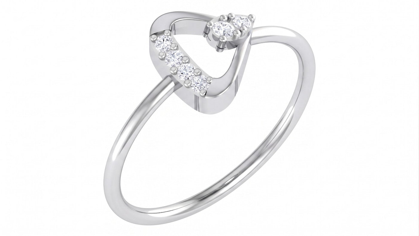 White gold and diamond women's ring on a white background.