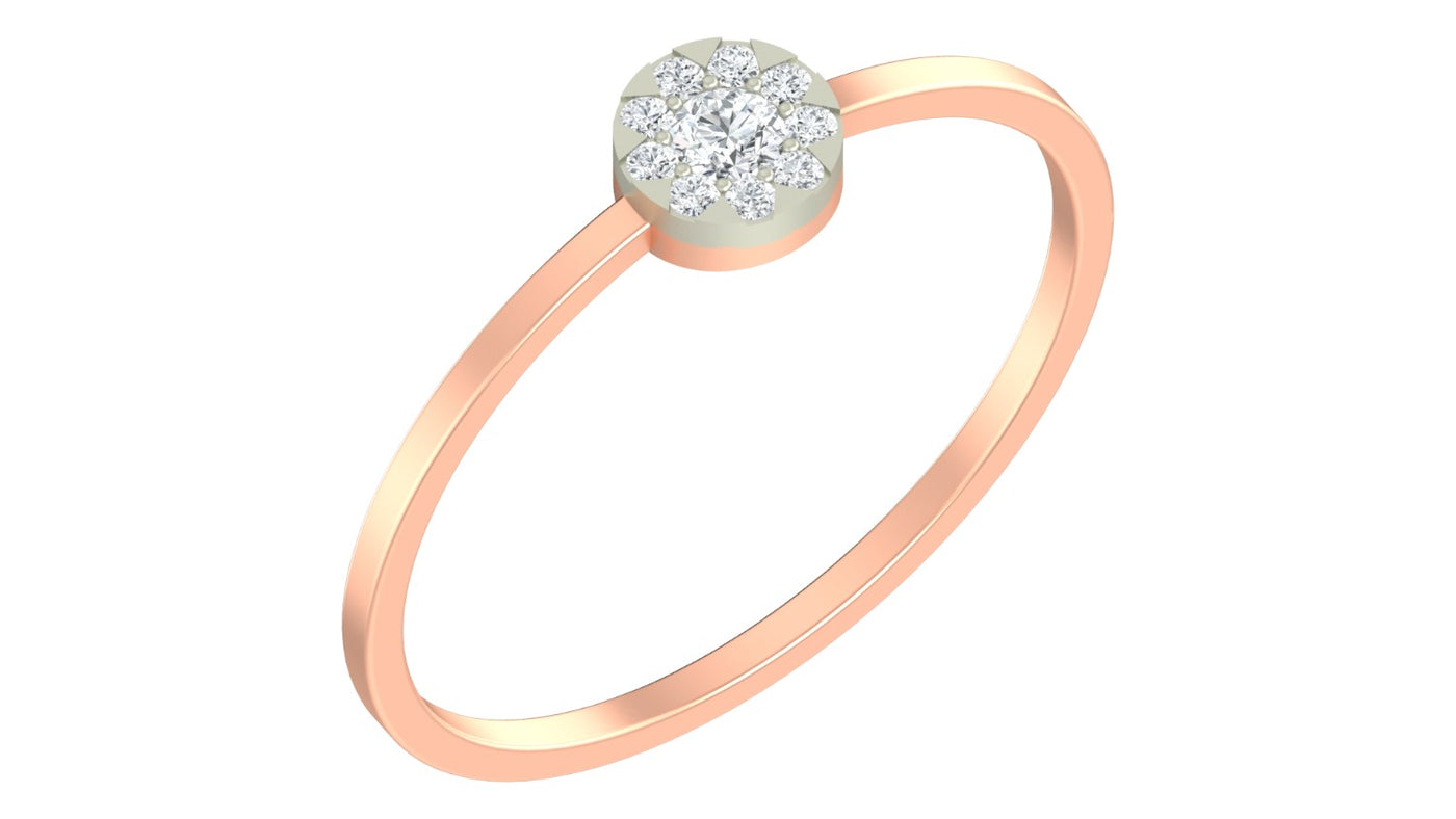Rose gold and diamond with cluster setting on a white background.