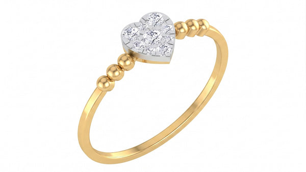 Gold & Diamond Heart-Shaped Ring For Women KRC10637