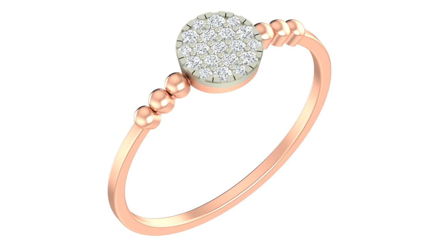 Rose gold and diamond with cluster setting on a white background.