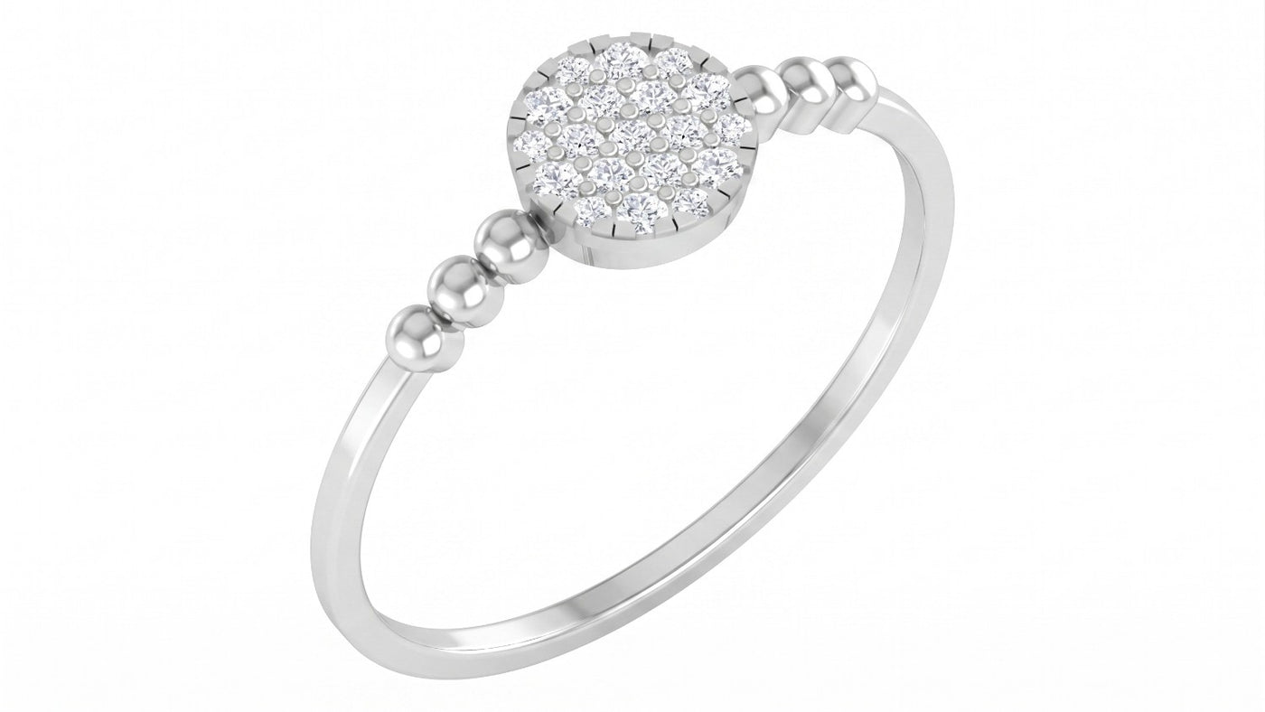 White gold and diamond with cluster setting on a white background.