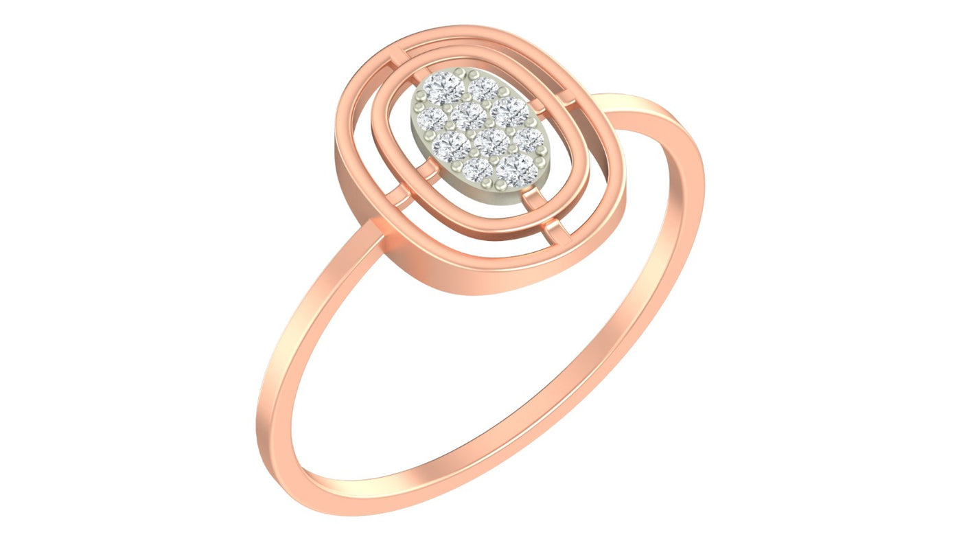 Rose gold and diamond with cluster setting on a white background.
