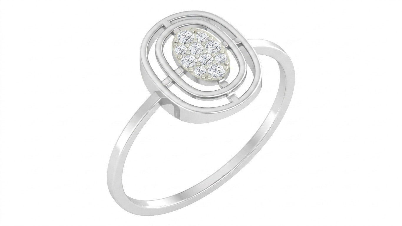 White gold and diamond with cluster setting on a white background.