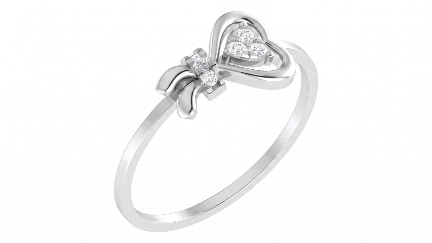 White gold and diamond with heart-shaped cluster setting on a white background.