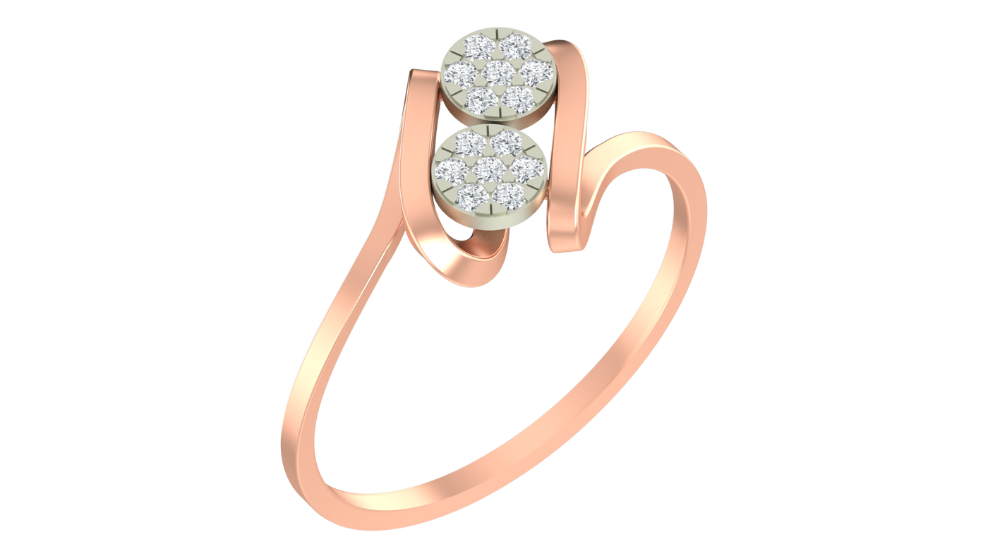 Rose gold and diamond with cluster setting on a white background.