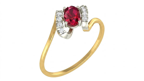 Gold & Diamond Ruby Ring For Women KRC10648