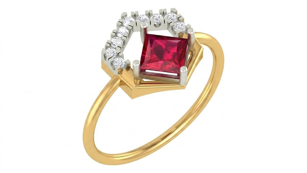 Gold & Diamond Gemstone Ring For Women KRC10652
