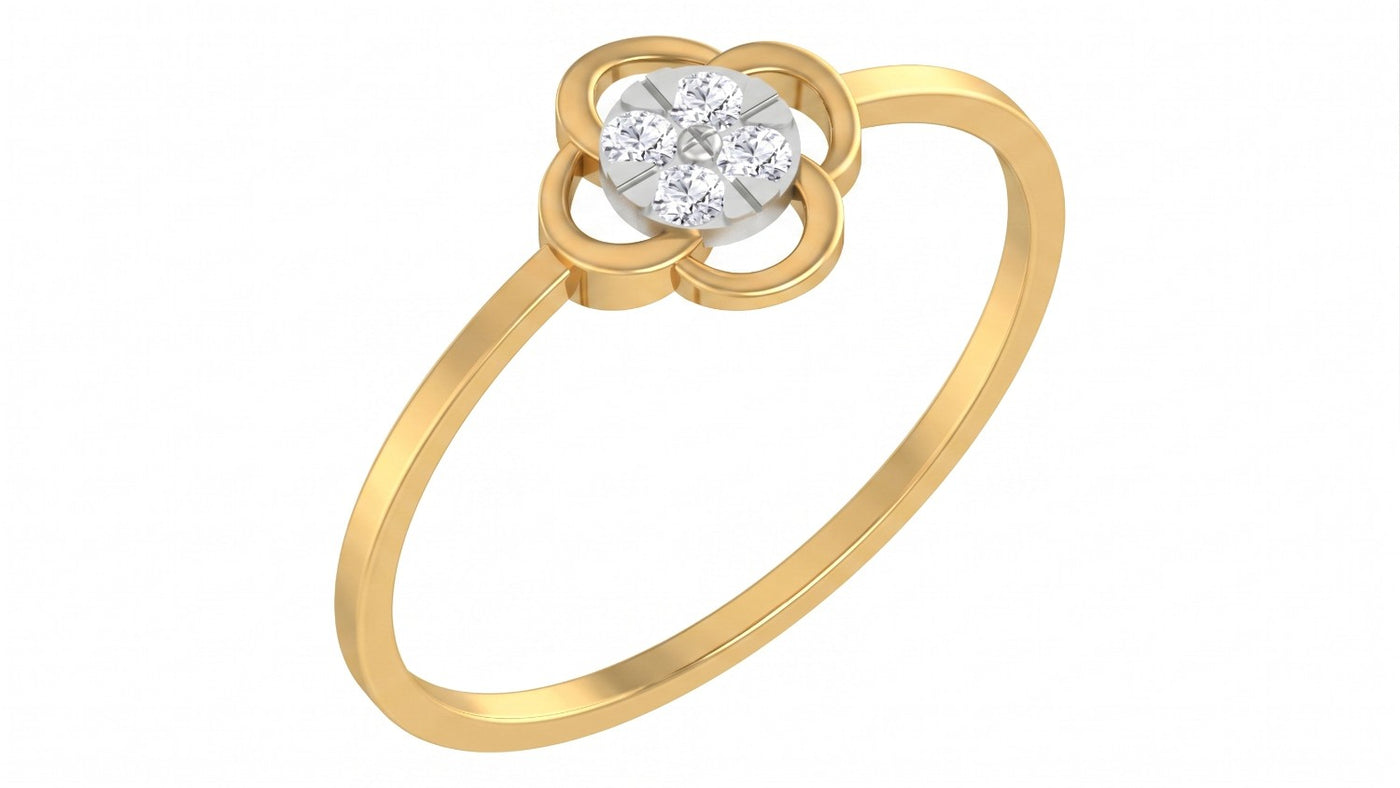 Yellow gold and diamond with floral-design and cluster setting on a white background.