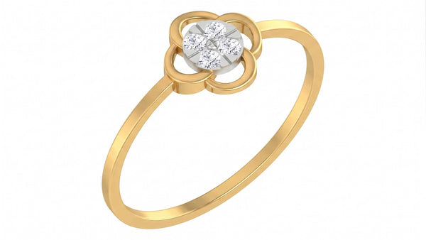 Gold & Diamond Floral Ring For Women KRC10653