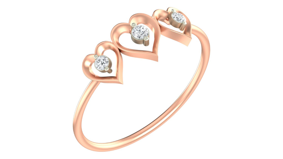 Rose gold and diamond with heart-shaped on a white background.