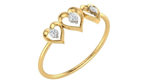 Gold & Diamond Heart-Shaped Ring For Women KRC10655