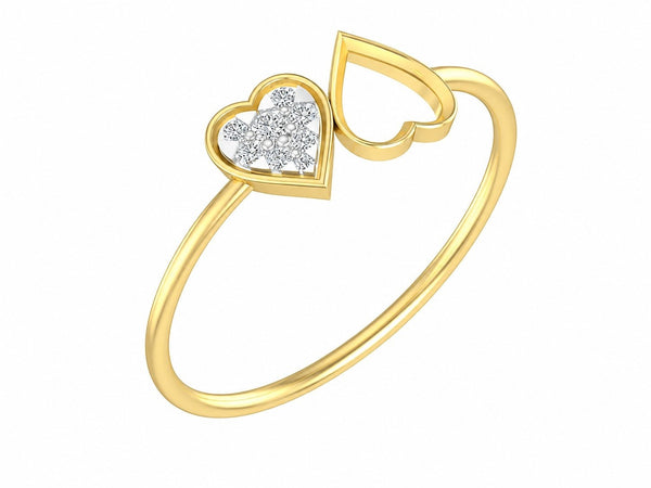 Gold & Diamond Heart-Shaped Ring For Women KRC10656