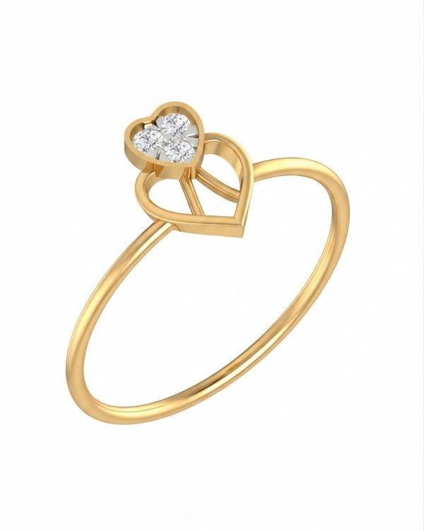 Gold & Diamond Heart-Shaped Ring For Women KRC10658