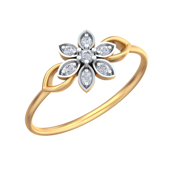 Gold & Diamond Floral Ring For Women KRB10088