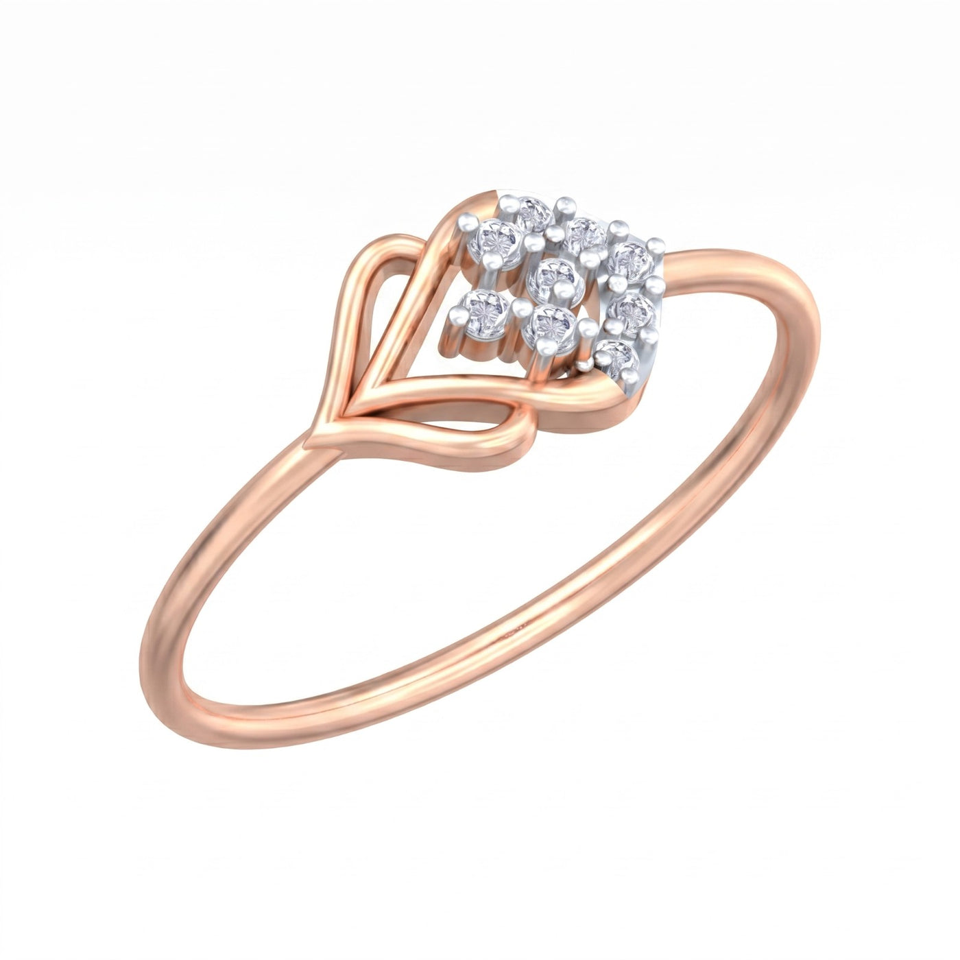 Rose gold and diamond with cluster setting on a white background.
