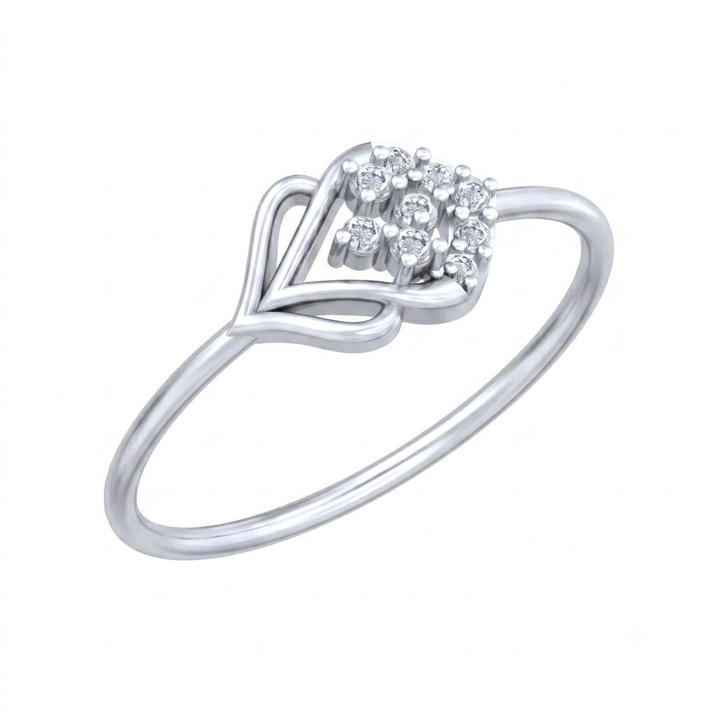 White gold and diamond with cluster setting on a white background.