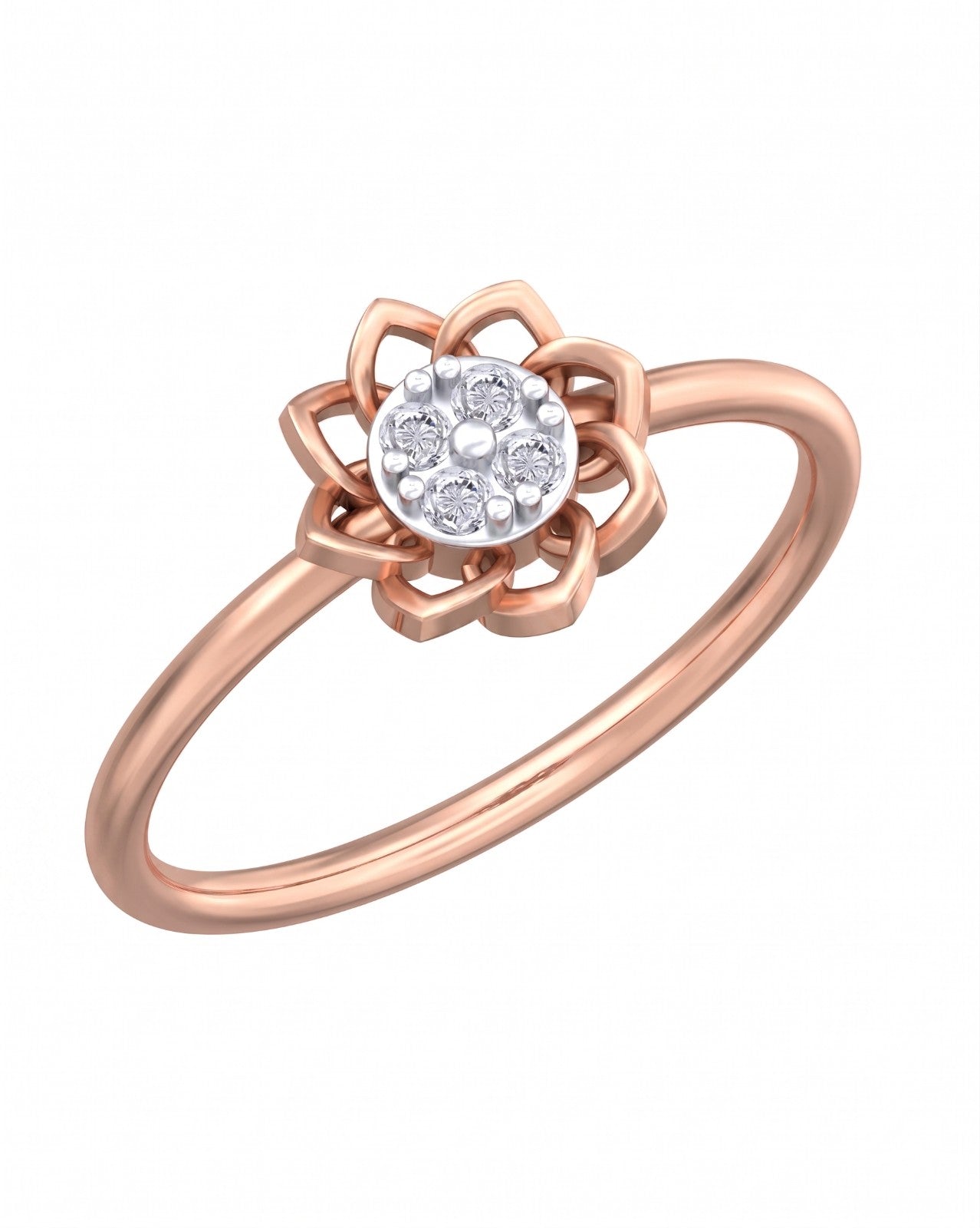 Rose gold and diamond with floral design on a white background.
