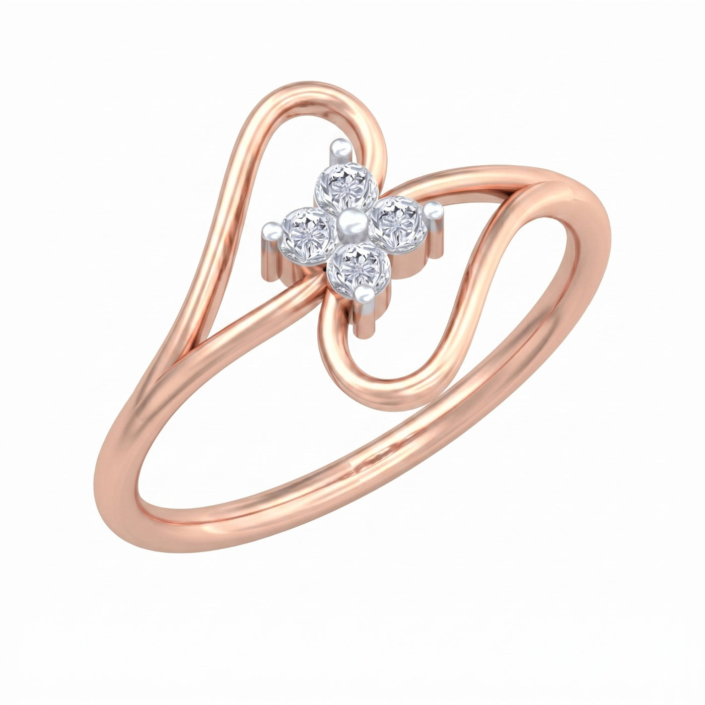 Rose gold and diamond with floral design on a white background