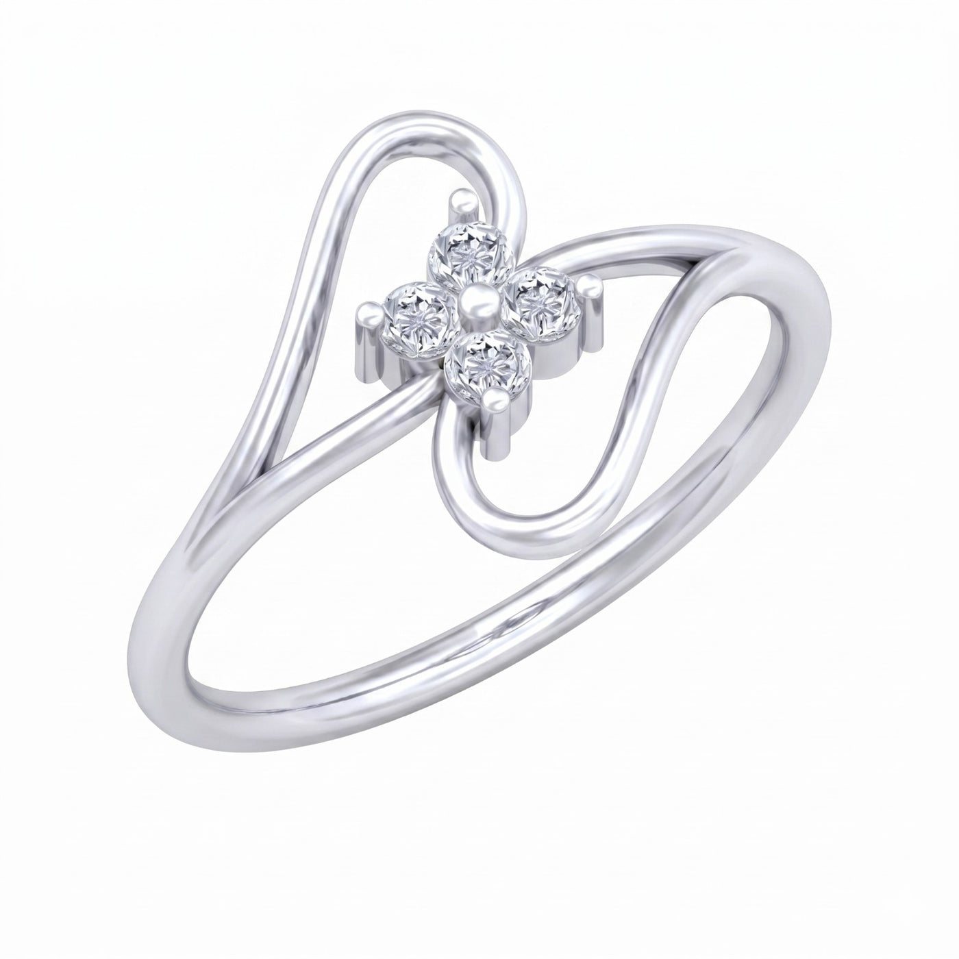 White gold and diamond with floral design on a white background