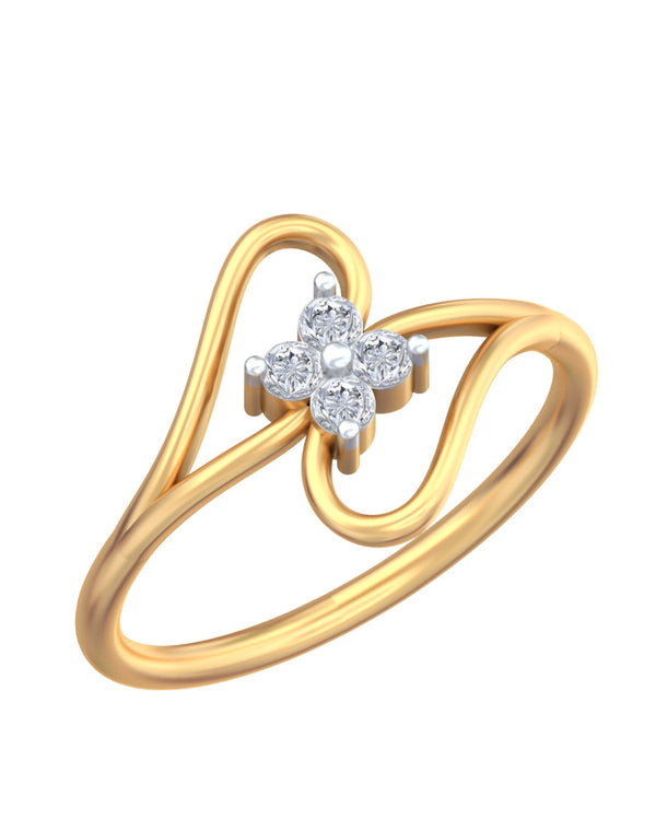 Gold & Diamond Dailywear Ring For Women KRC10671