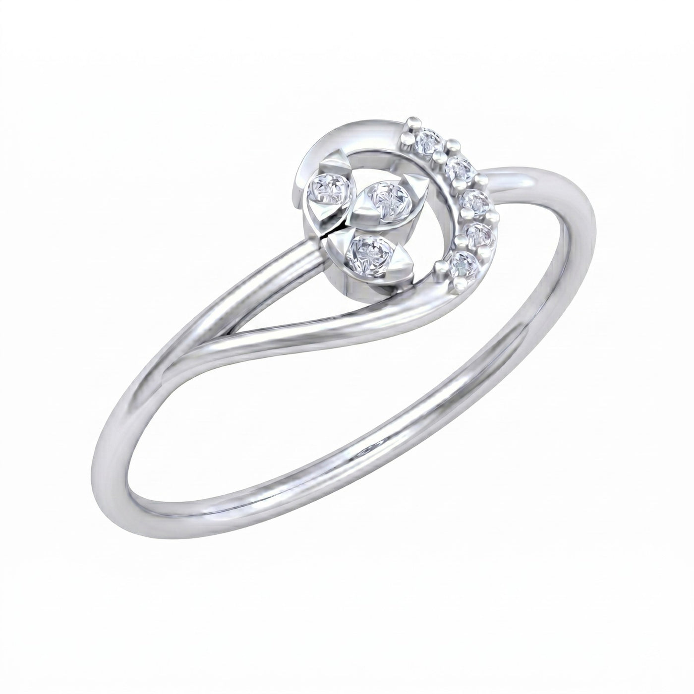 White gold and diamond with women's ring on a white background.