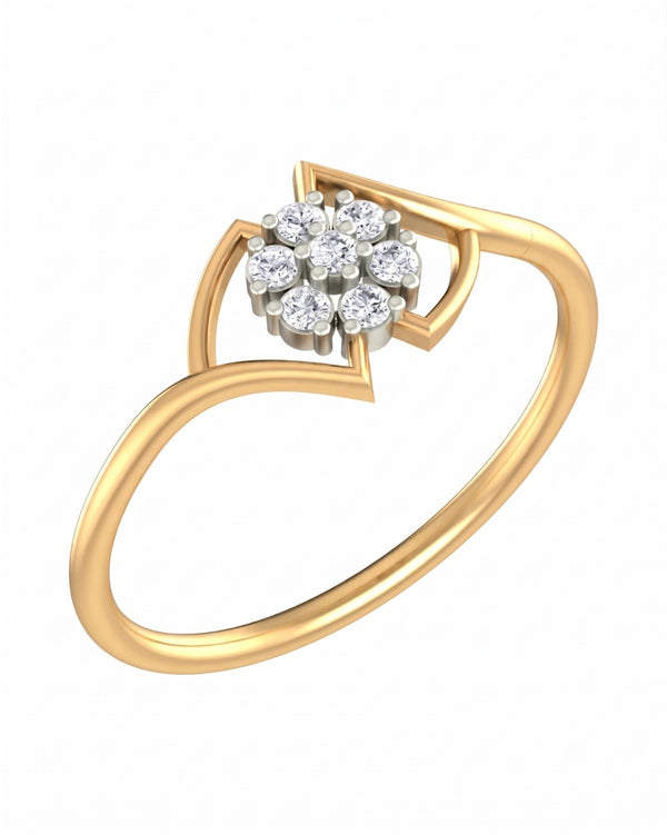 Gold & Diamond Floral Ring For Women KRC10676