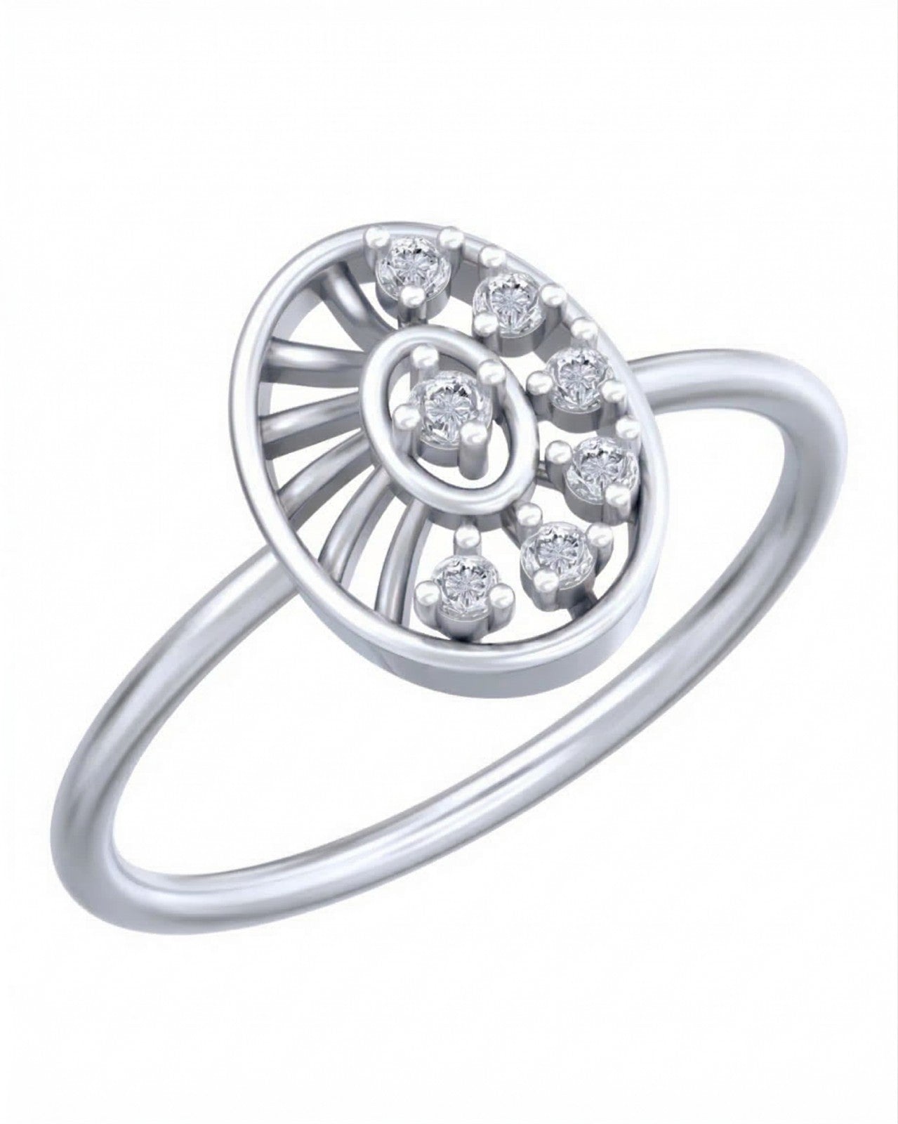 White gold and diamond women's ring on a white background