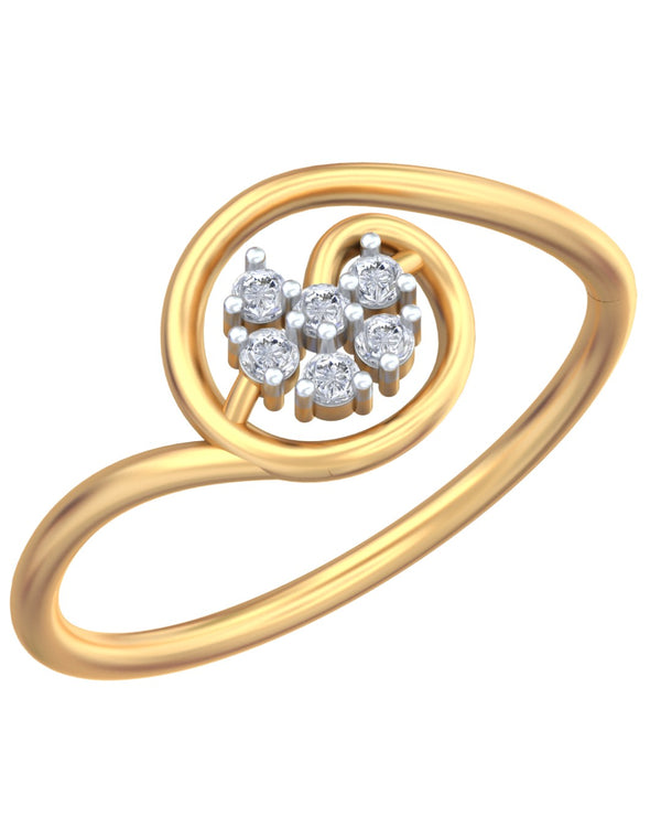 Gold & Diamond Floral Ring For Women KRC10685