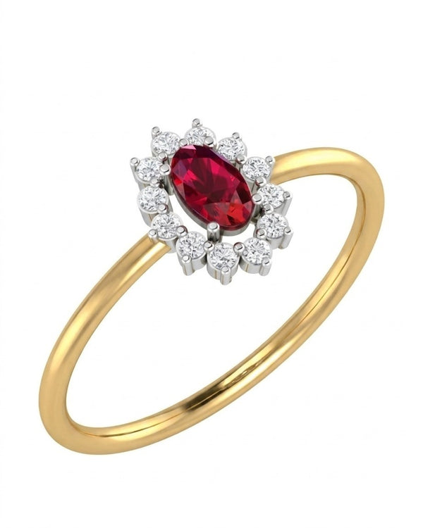 Gold & Diamond Gemstone Ring For Women KRC10686
