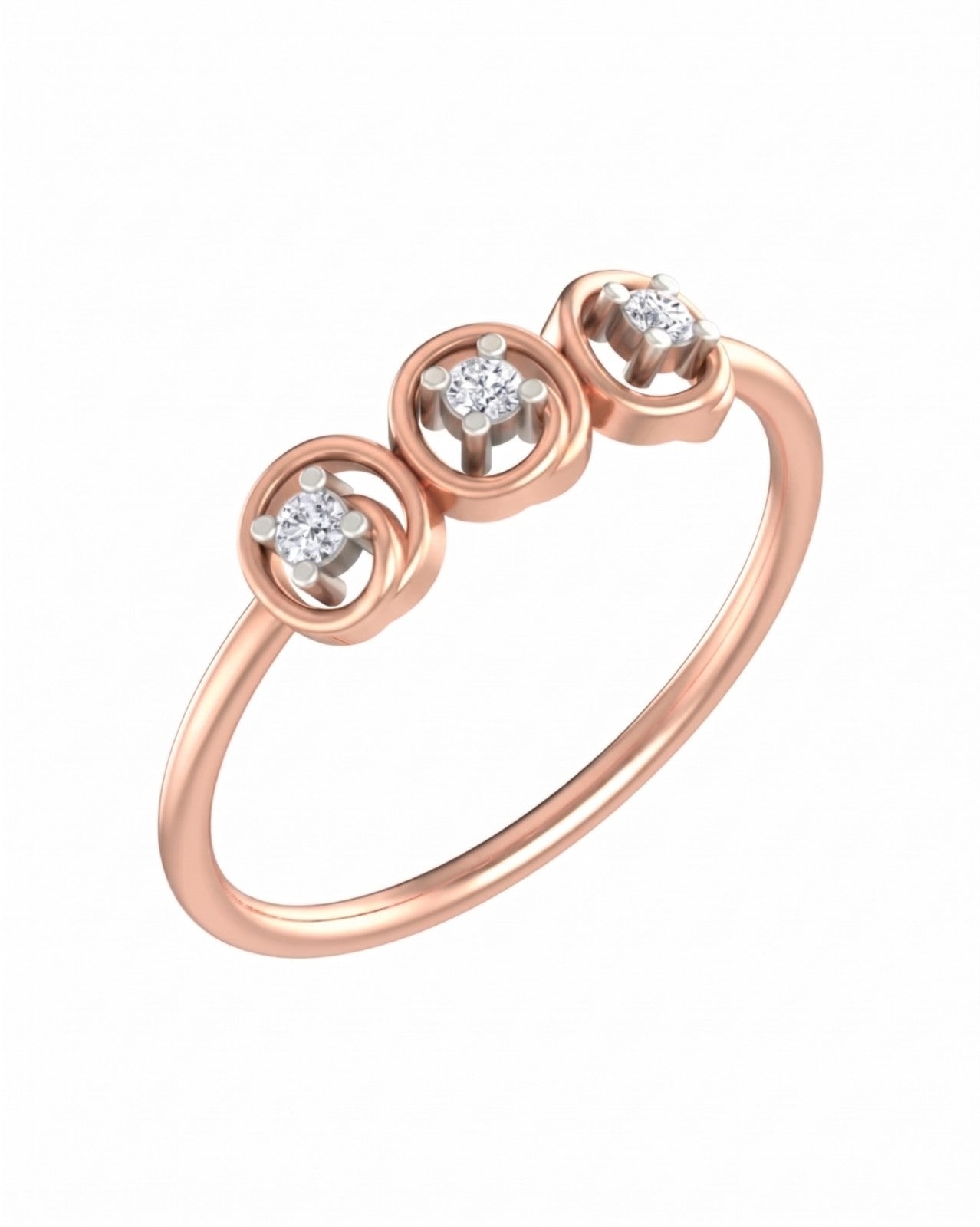 Rose gold and diamond with circular on a white background.