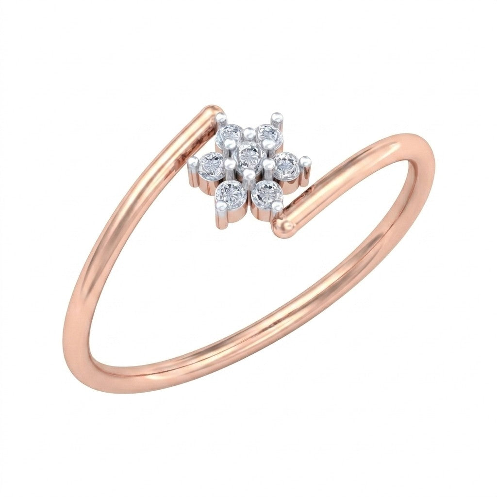 Rose gold and diamond with cluster setting on a white background